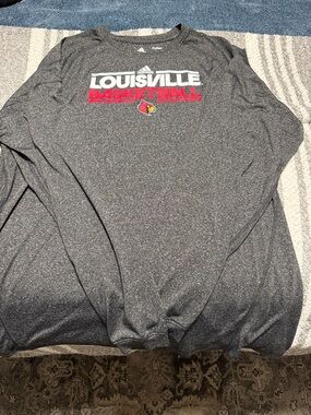 adidas Gray Louisville Basketball Long Sleeve Performance Tee